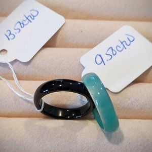 Enhanced Black & Green Agate Band Rings